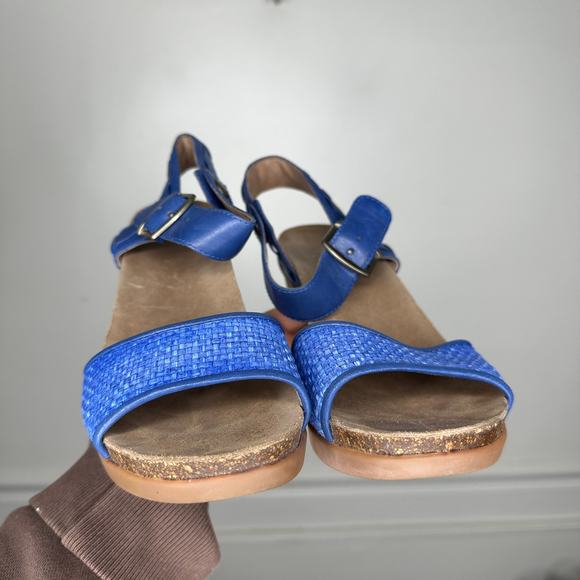 Dansko Debby Blue Woven Leather Heeled Comfort Sandal Womens EU 38 US 7.5-8 - Picture 6 of 10